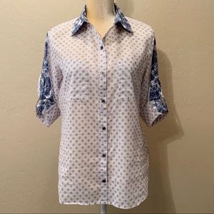 Seven7 Blue and White Button Down Shirt
